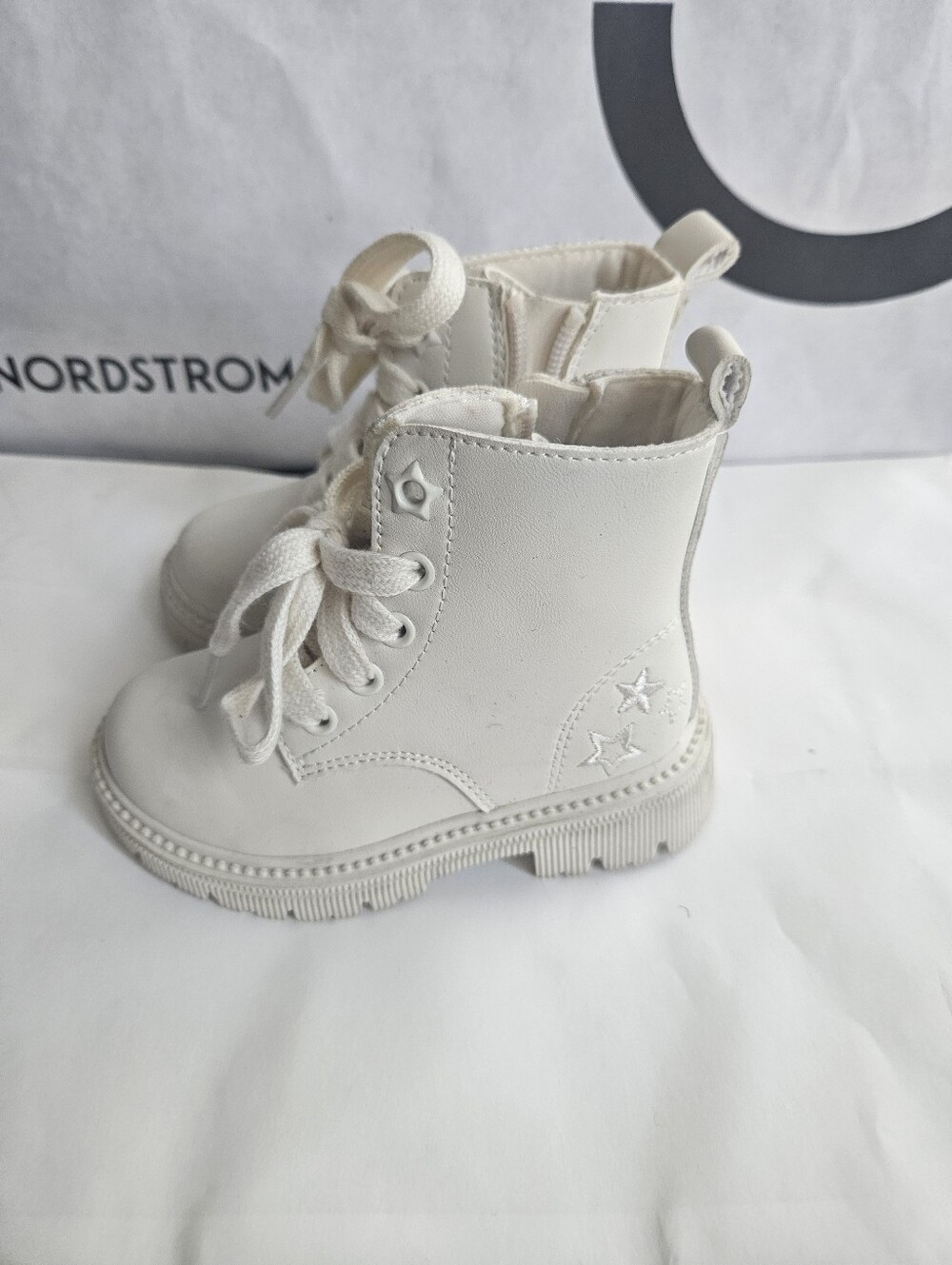 Toddler Girls Combat Boot With Star Design Embroidery